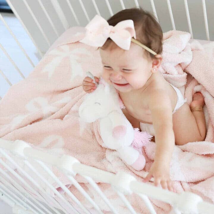 CuddleLane™ Luxe Blankets | Bows: Baby Blanket (40" x 30") / Light Pink Bows