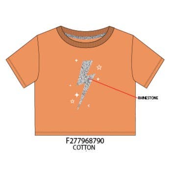 Rhinestone Lightning Bolt T-shirt - TWEEN GIRLS