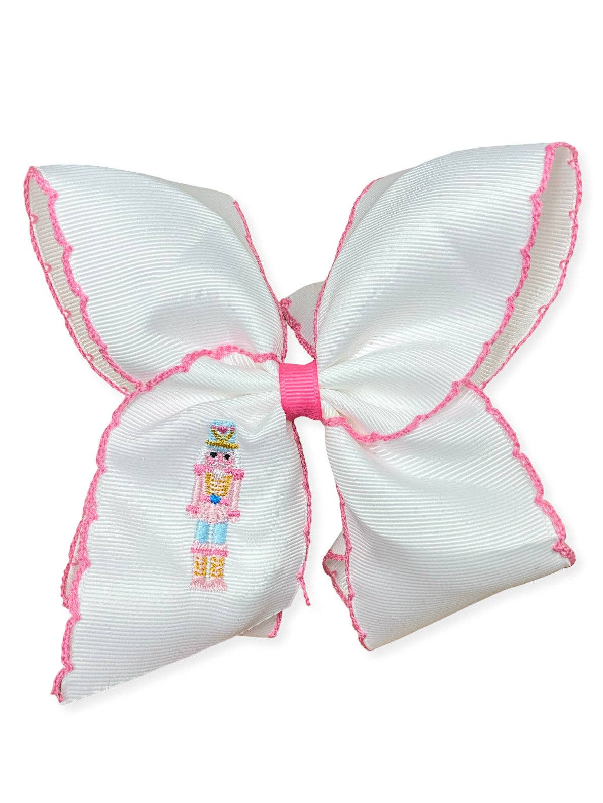 Pink Nutcracker Embroidered Moonstitch Hair Bow | Clip