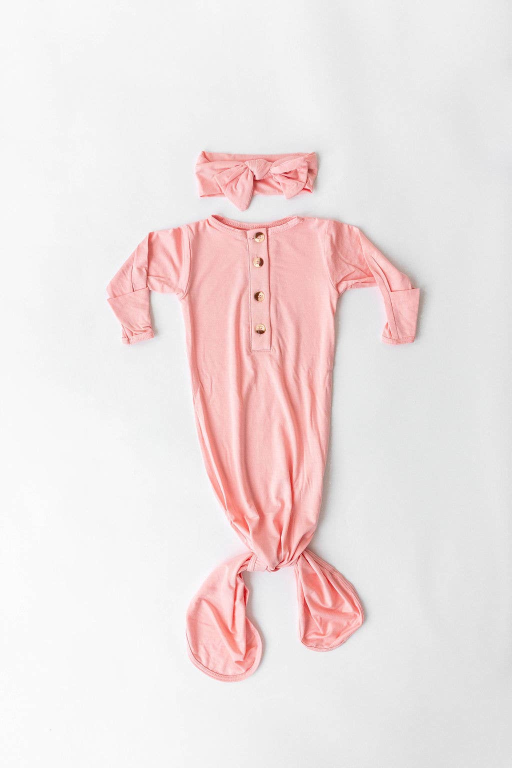 Baby Gown, Bow, Hat Set - Baby Clothes Girl: Pink