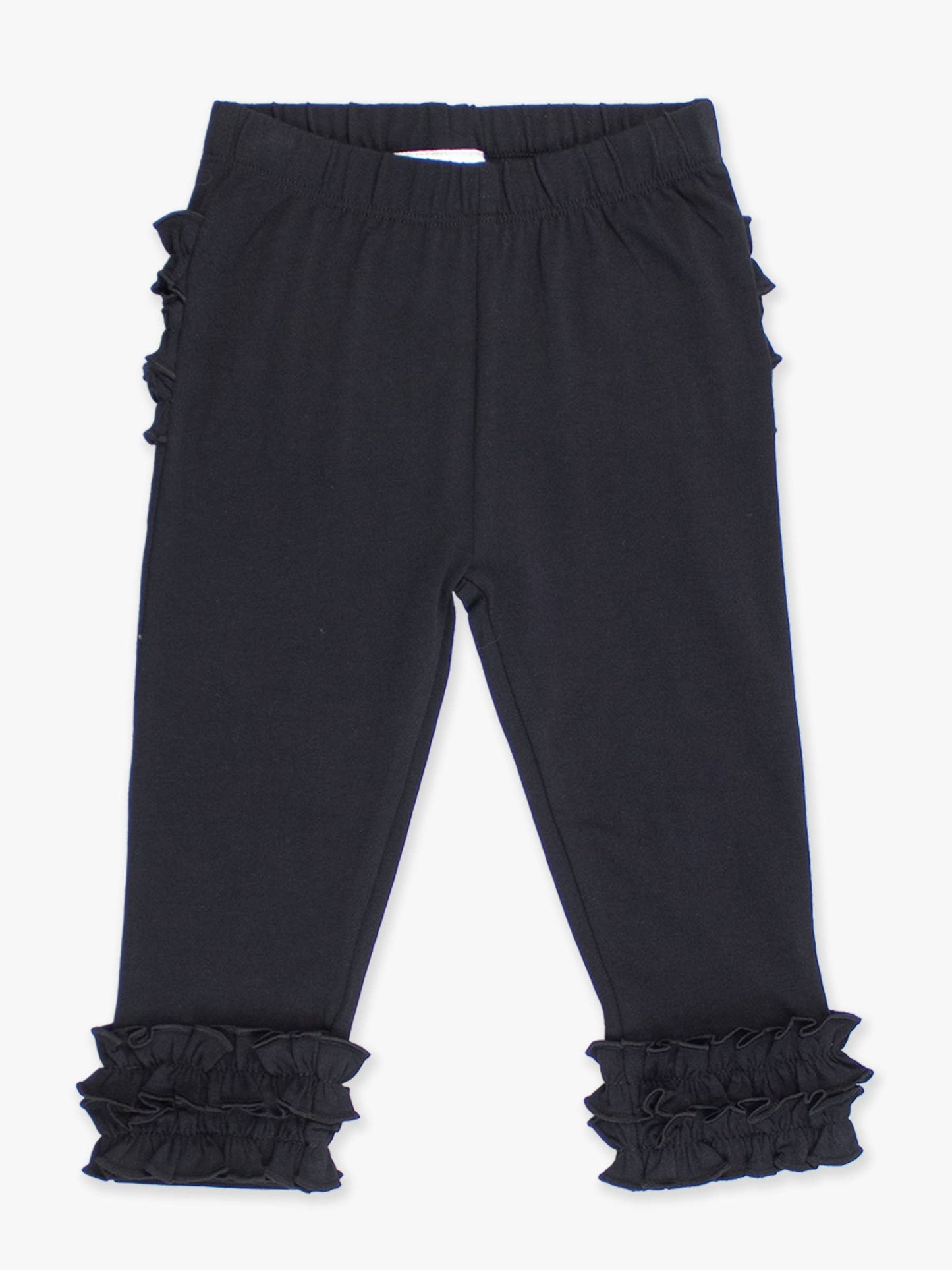 Toddler Girls Black Classic Ruffle Leggings with Signature Rear Ruffles