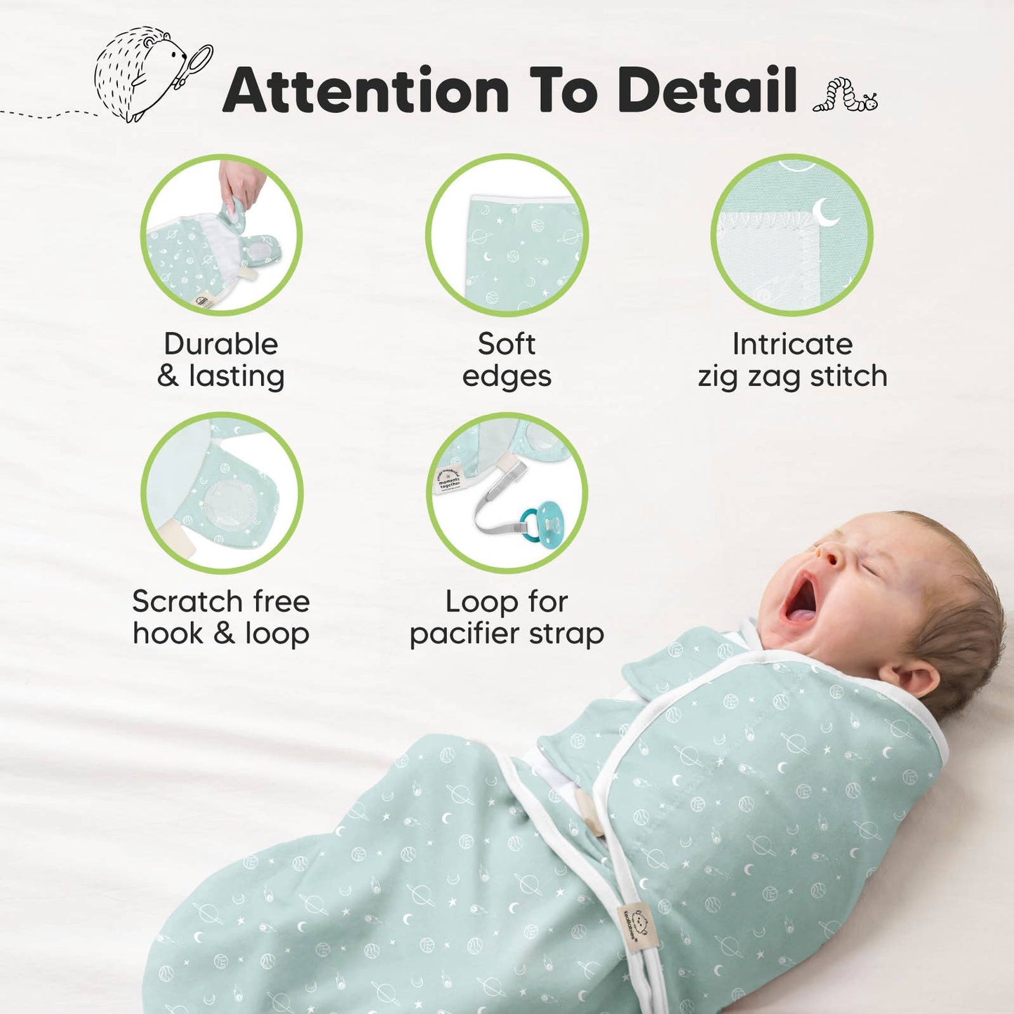 3pk Soothe Baby Swaddles 0-3 Months, Sleep Sack for Newborns: Galaxy / OS 0-3M