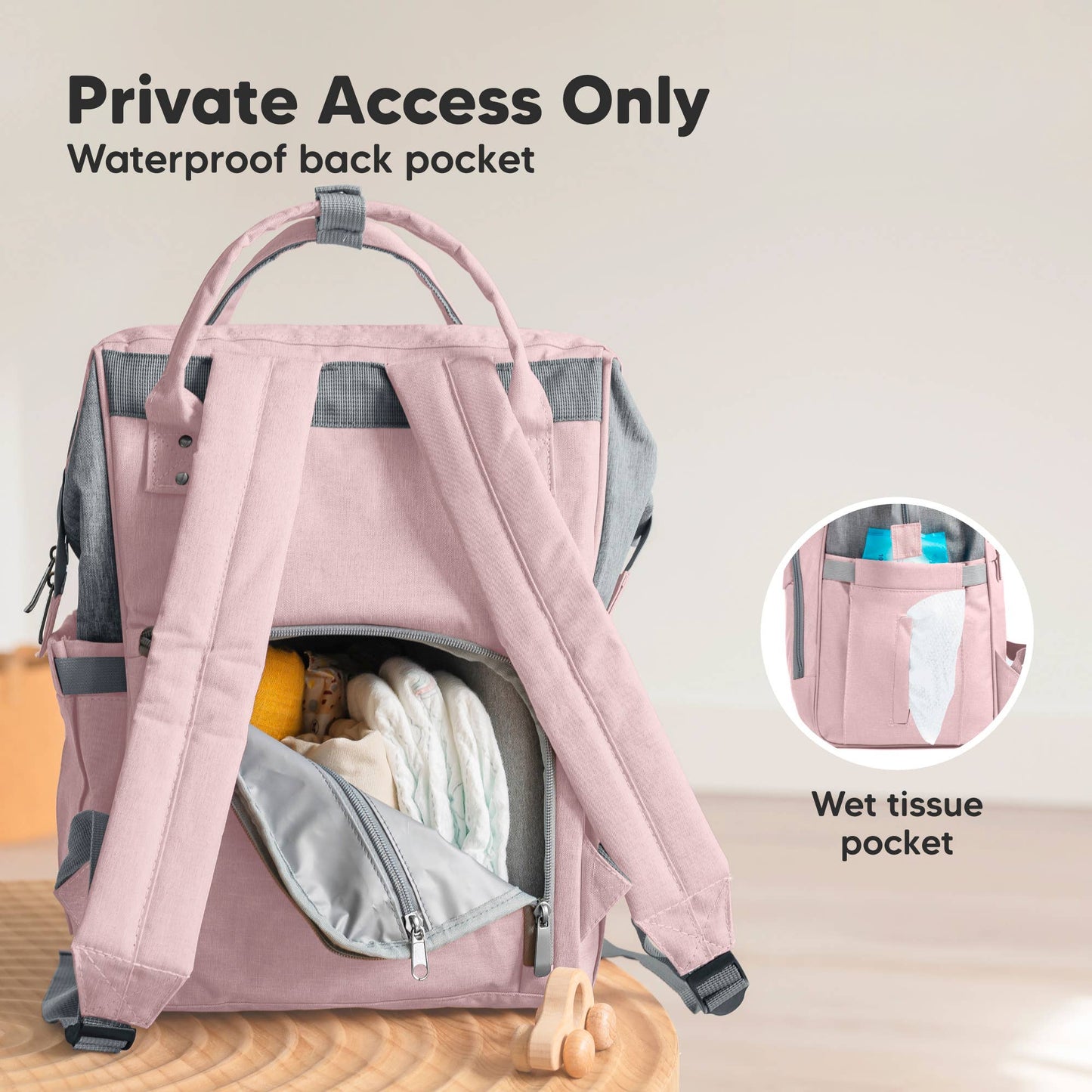 Original Diaper Bag Backpack, Baby Bags with Changing Pad: Pink Gray