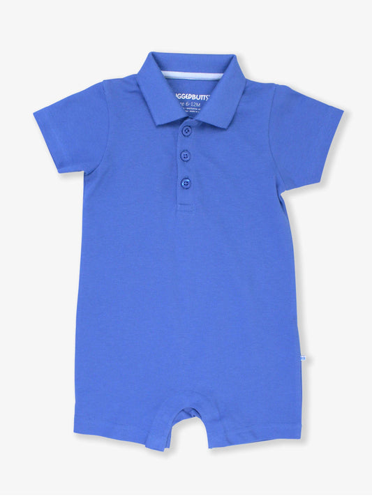 Baby Boys Sonic Blue Pique Polo Romper