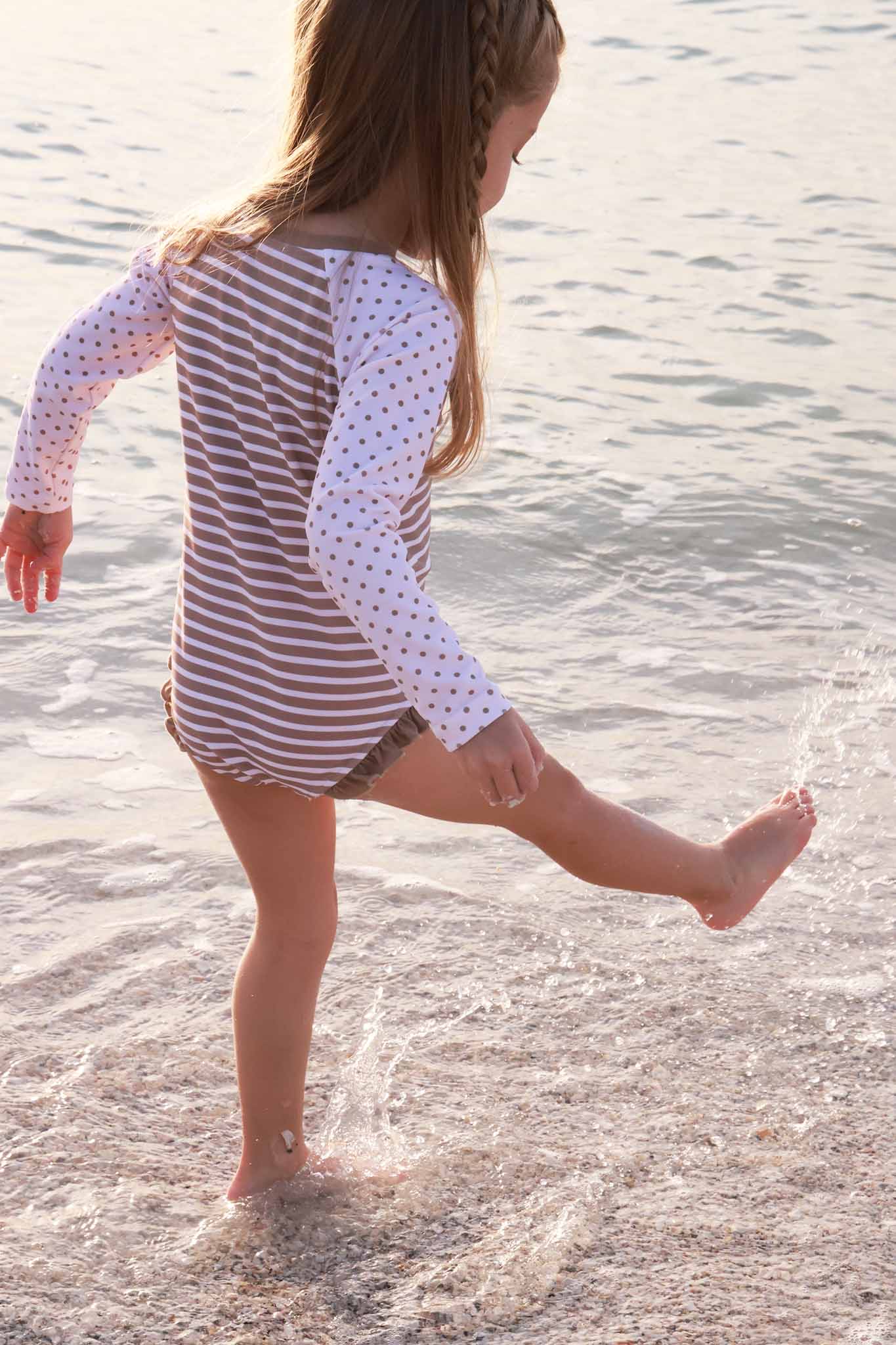 Long Sleeve Rash Guard with Front Zipper | Sandy Stripes