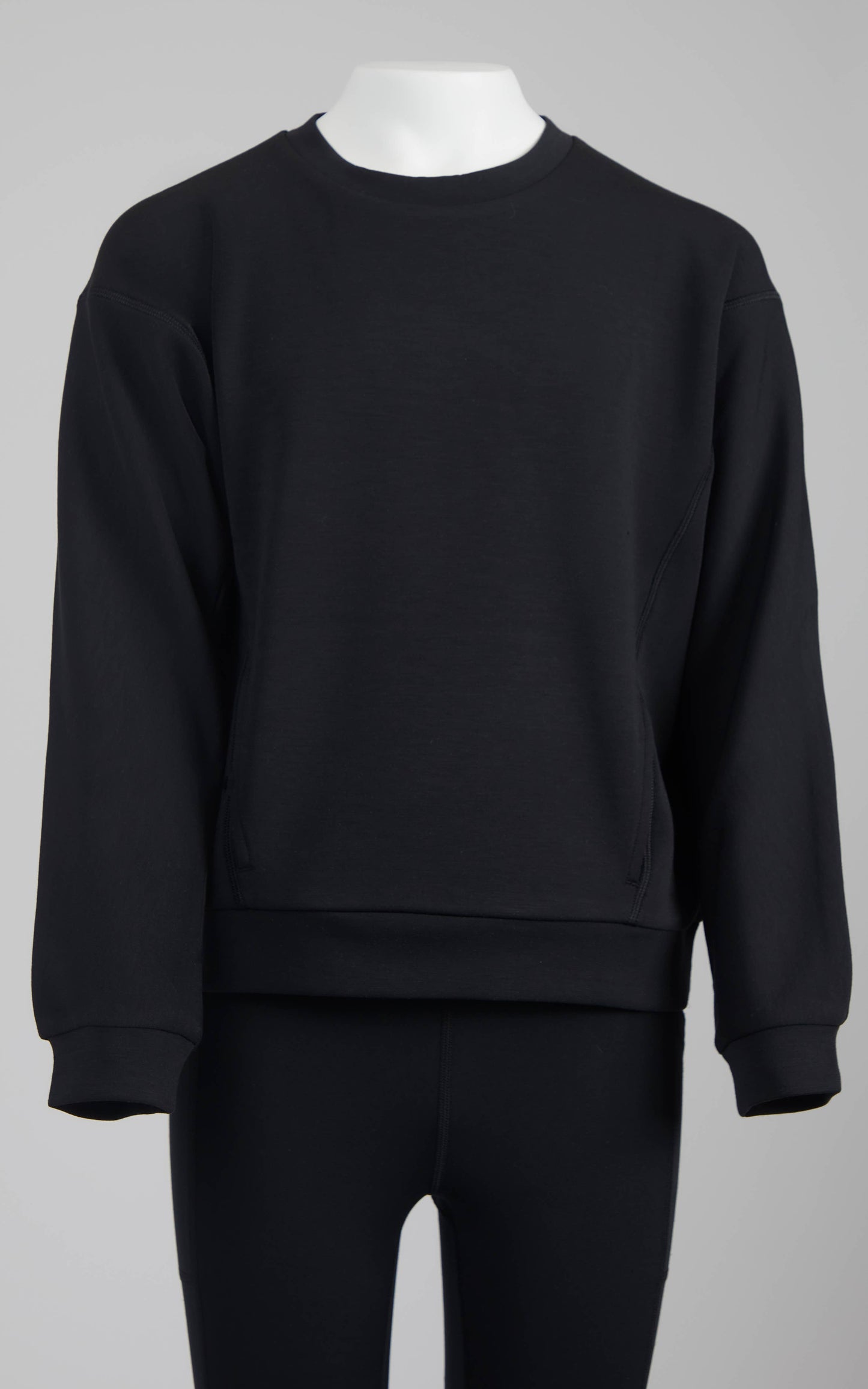 Tween Girls Soft Scuba Zuri Crew Neck Everyday Sweatshirt: Black