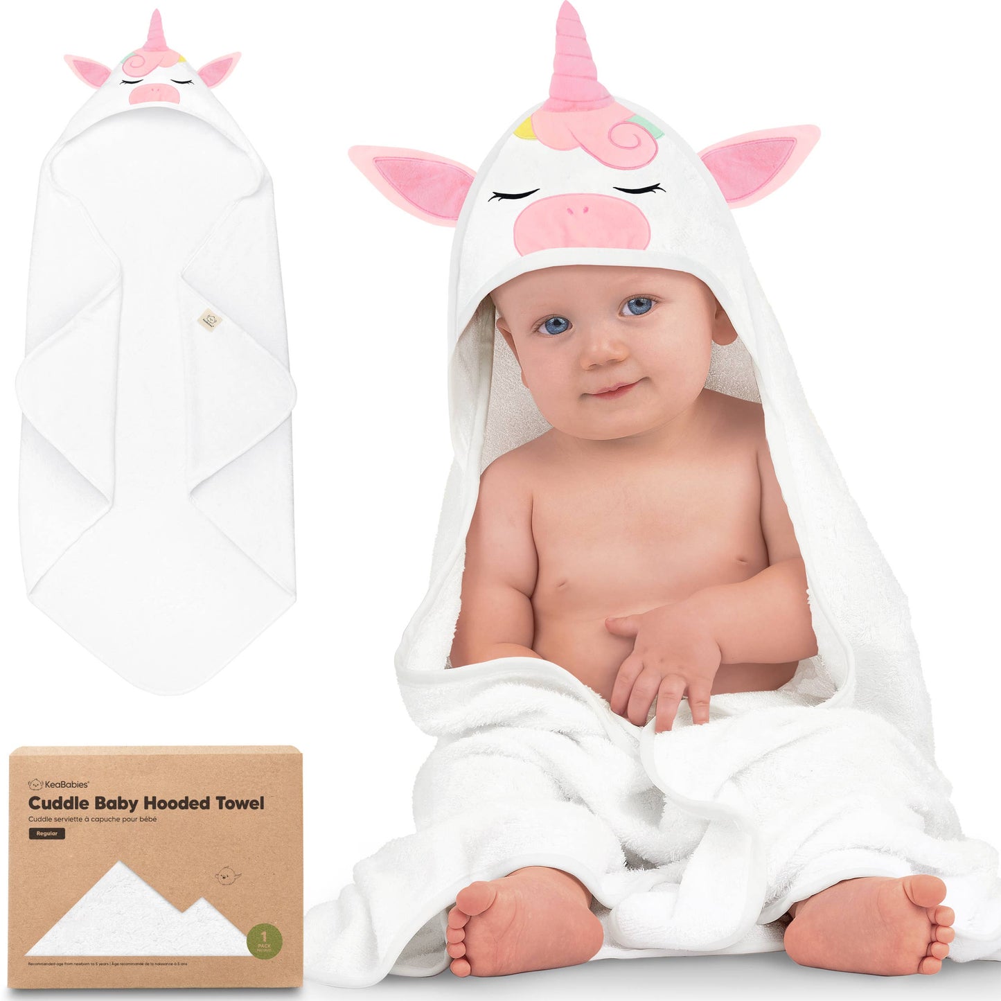 KeaBabies Cuddle Baby Hooded Towel: Unicorn