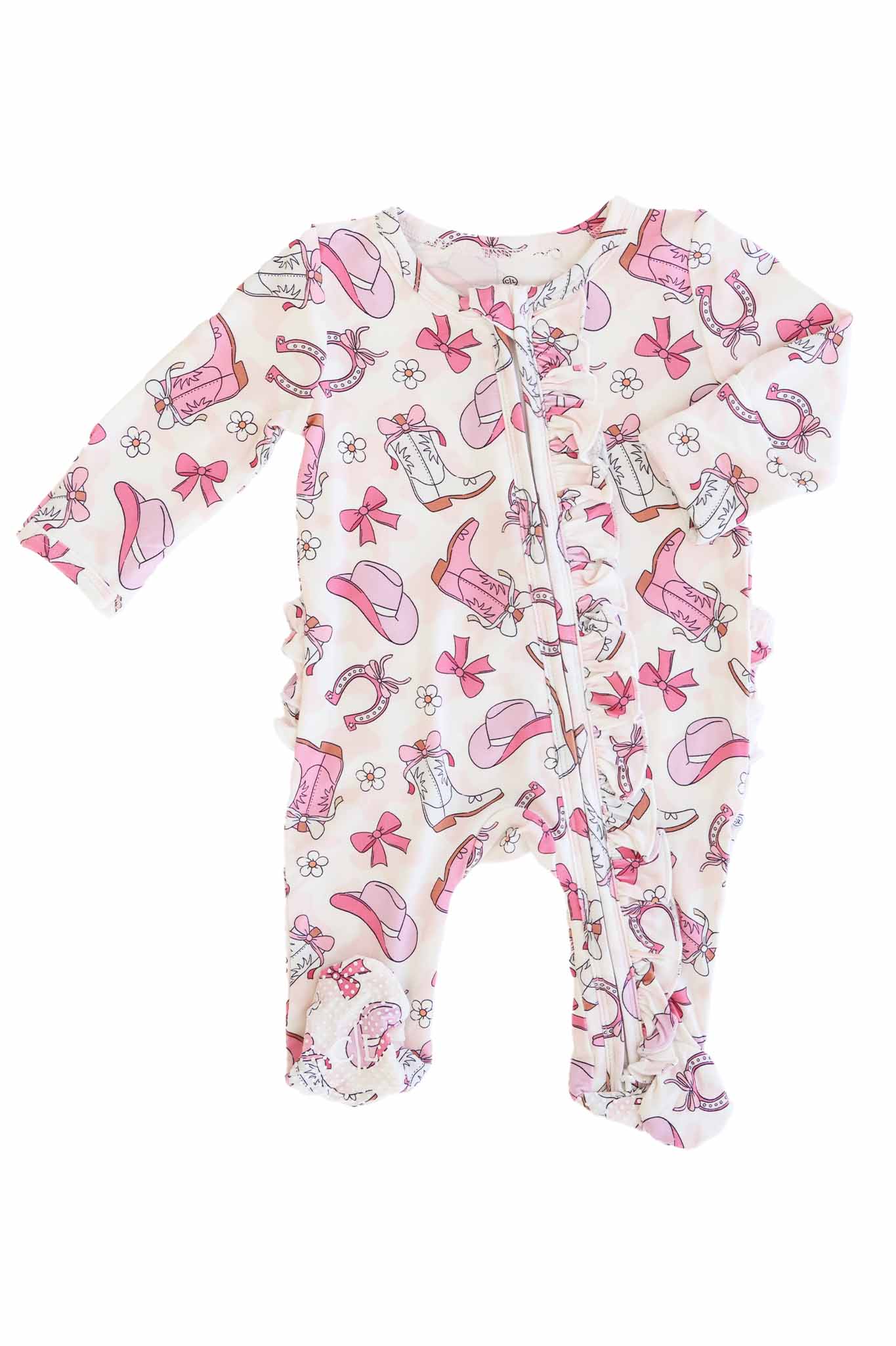 Rodeo Dreams Ruffle Zipper Footie