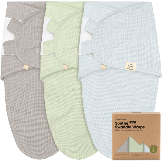 3pk Soothe Wren Swaddle Sleep Sacks for Newborns: Ripple / OS 0-3M