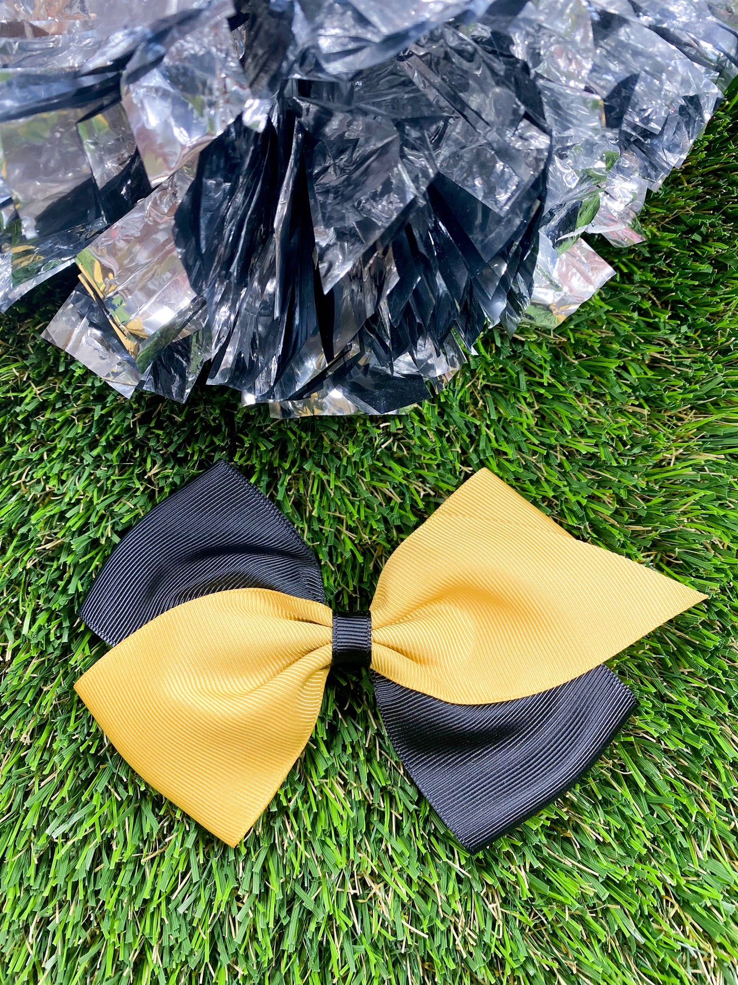 School Spirit Oversized Hair Bows: Gold/Black