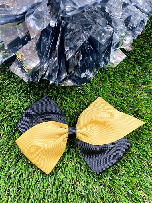 School Spirit Oversized Hair Bows: Gold/Black