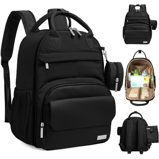 Play Diaper Bag Backpack, Baby Bag with Changing Pad: Trendy Black / Jumbo