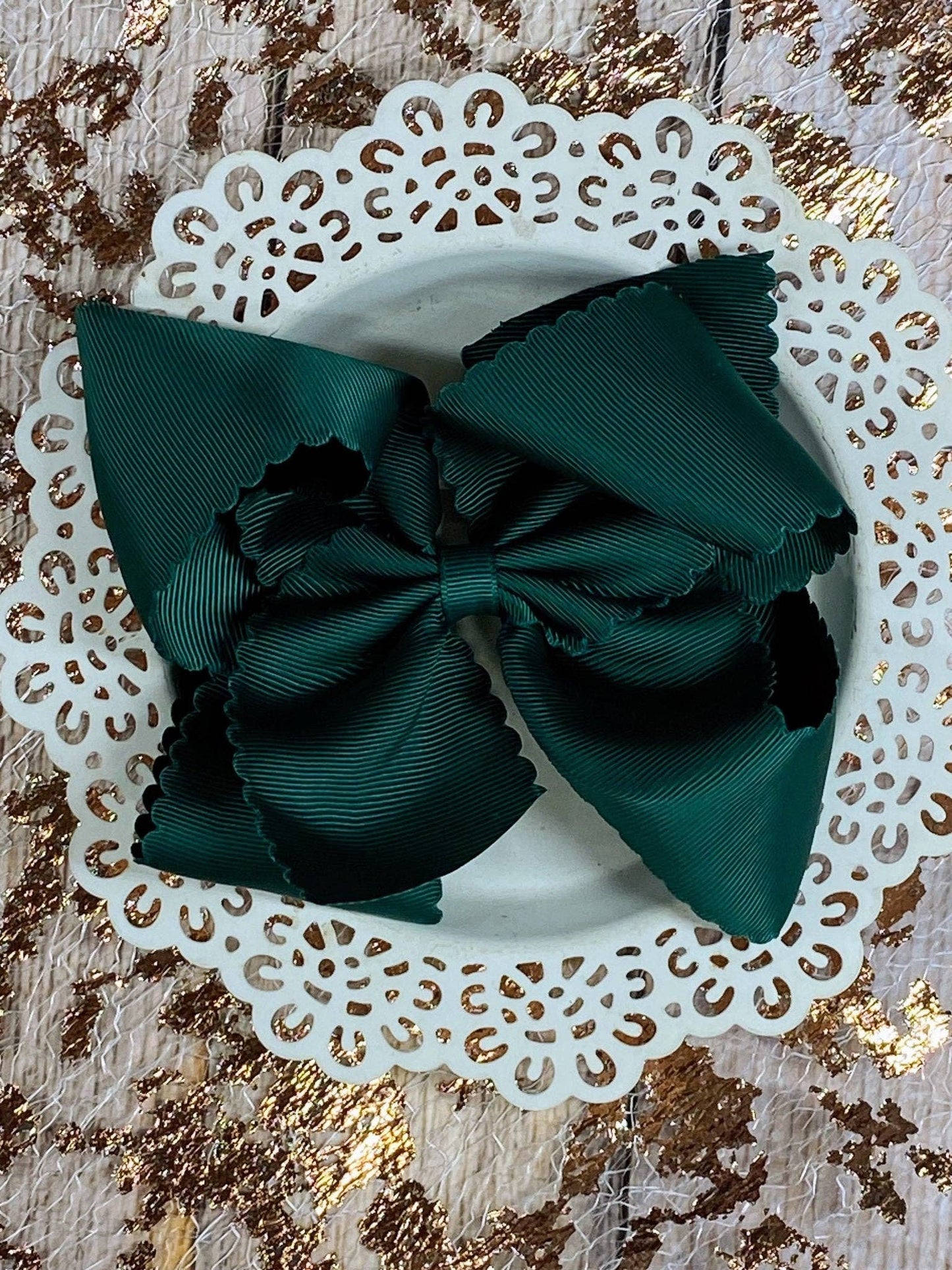 5.5" Oversize Scalloped Hair Bow | Clip or Headband: Orange / Clip