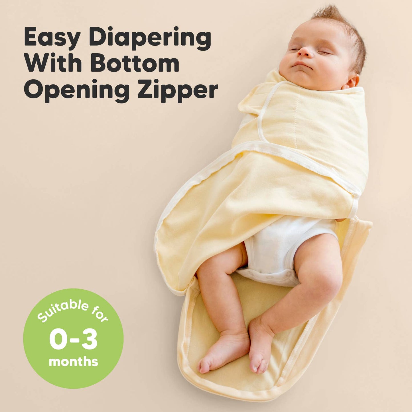 3pk Soothe Zippy Baby Swaddles 0-3 Months,Newborn Sleep Sack: Daffodil