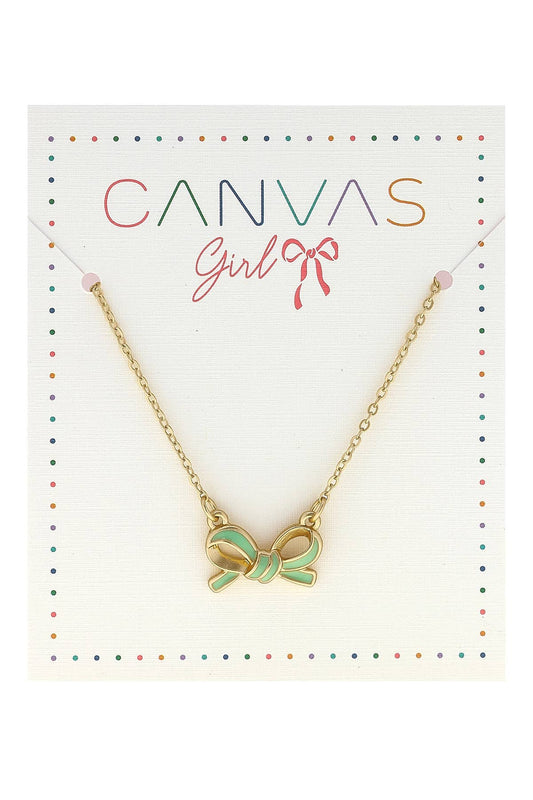 Maggie Bow Children's Necklace in Light Green