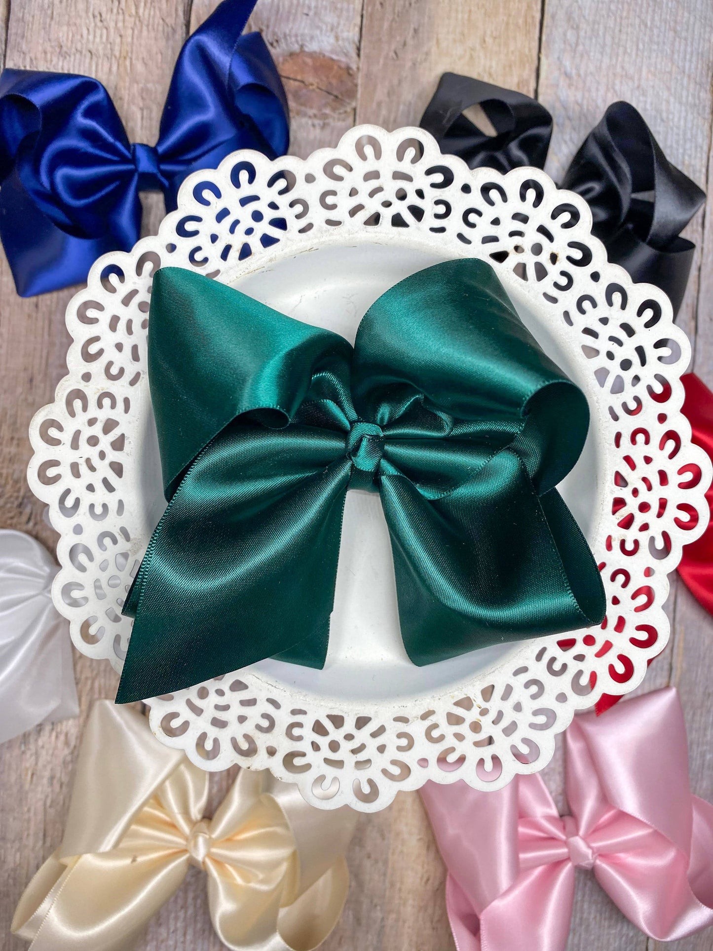 Classic Satin Hair Bows- 4.5": Hunter