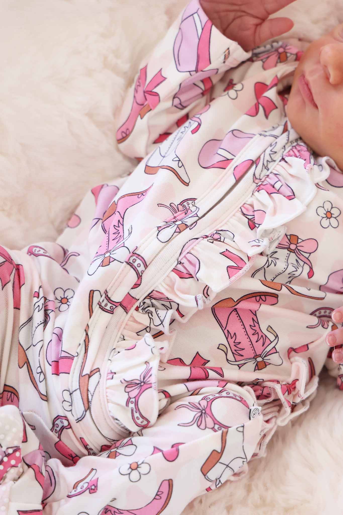 Rodeo Dreams Ruffle Zipper Footie
