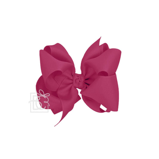 MULTI-LOOP GROSGRAIN BOW ON CLIP: 5.5" Huge - 2.25" Ribbon on Alligator Clip / AZALEA
