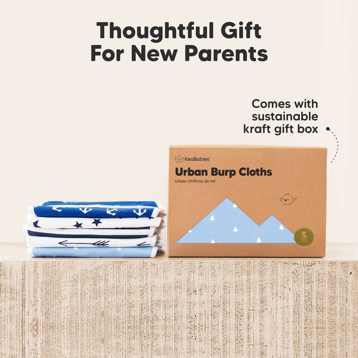 KeaBabies 5-Pack Urban Burp Cloths: Adventurer