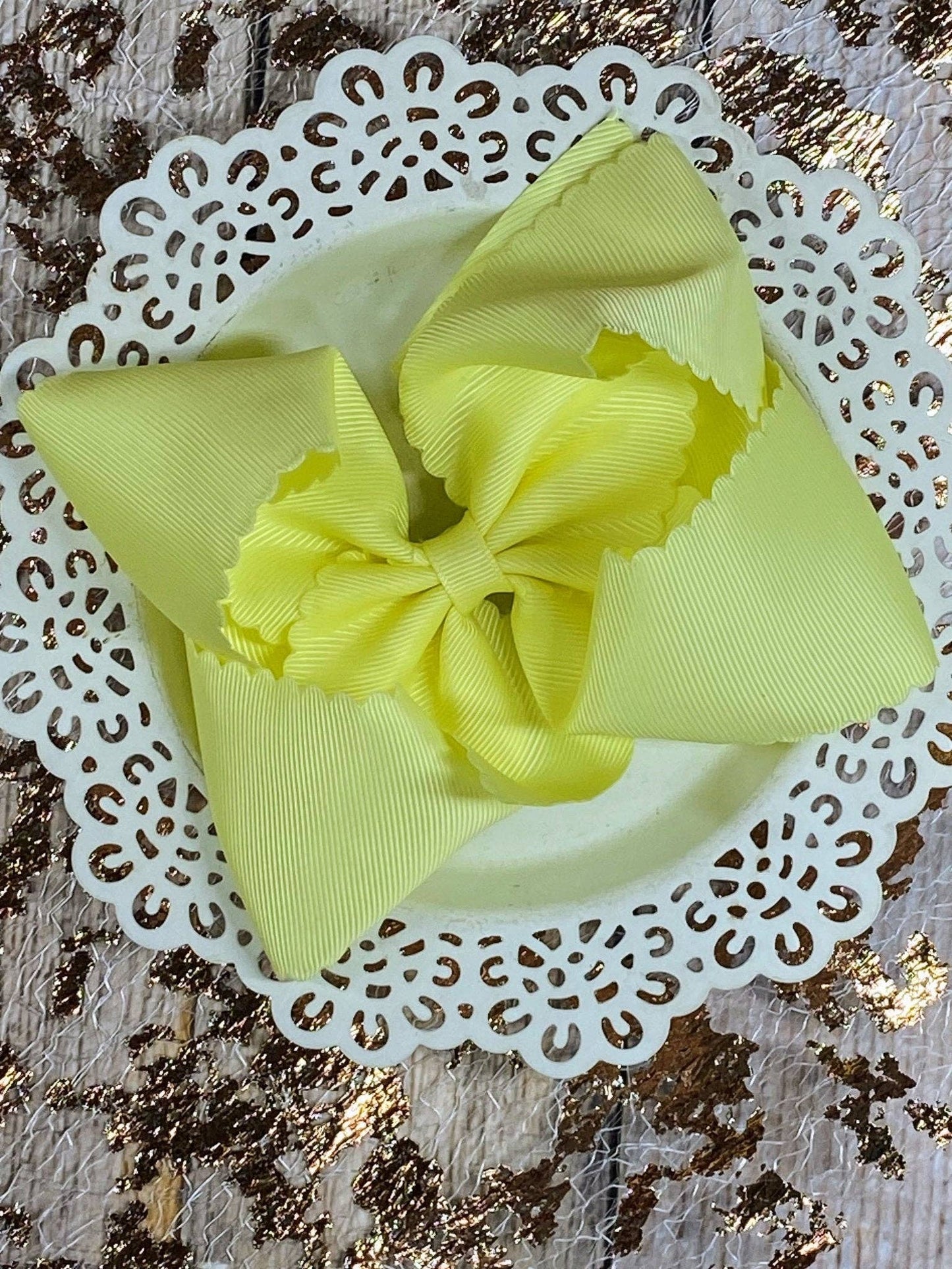 5.5" Oversize Scalloped Hair Bow | Clip or Headband: Orange / Clip