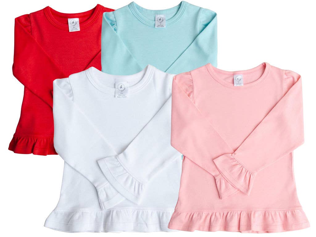 Long Sleeve Ruffle Shirt: White