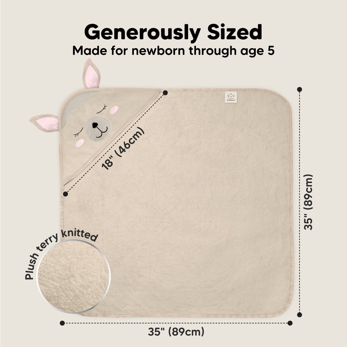 KeaBabies Cuddle Baby Hooded Towel: Alpaca