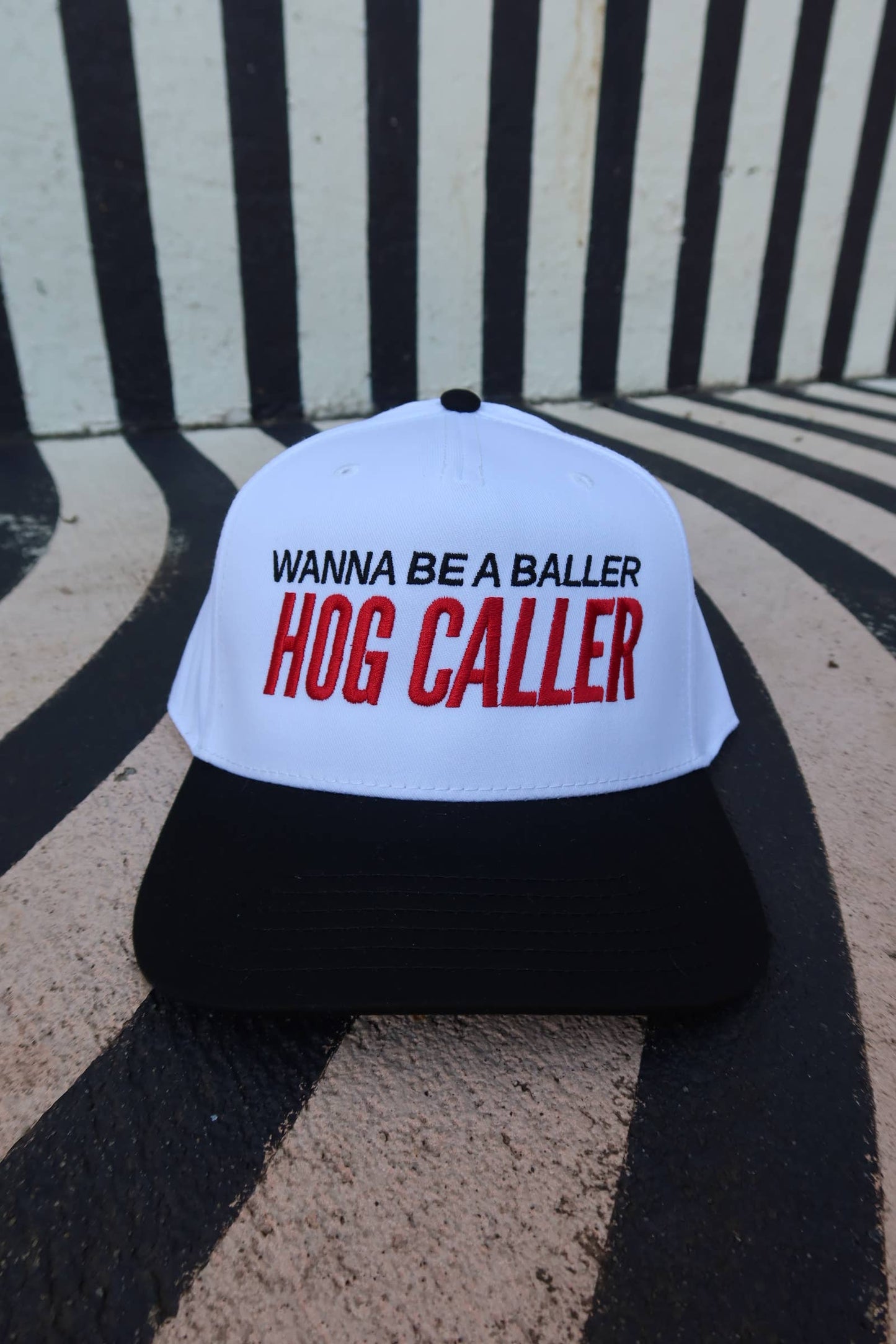 Wanna Be a Baller Hog Caller Arkansas Vintage Trucker Hat: Red/White