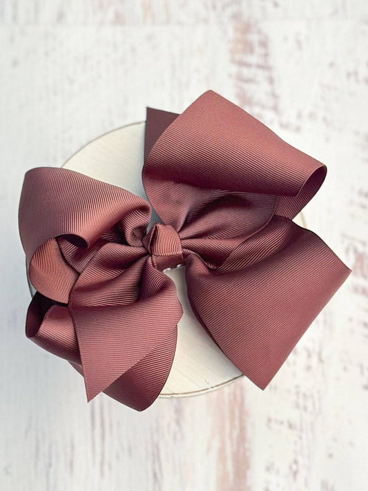 6.5" Texas Size Grosgrain Hair Bow | Alligator or French Clip: Alligator Clip / Chocolate