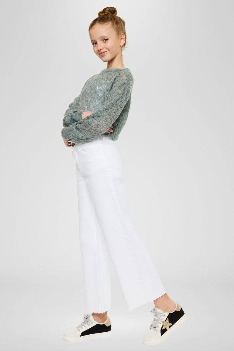 YOUTH OPEN PACK HIGH RISE CROP WIDE LEG JEANS
