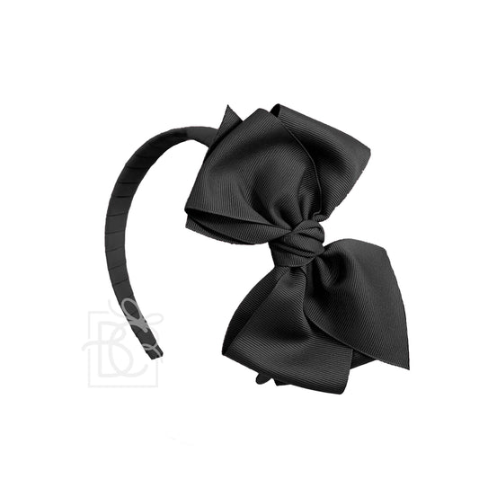 3/4" HARD HDBD W/ 6" GROSGRAIN BOW W/ EURO KNOT: Black