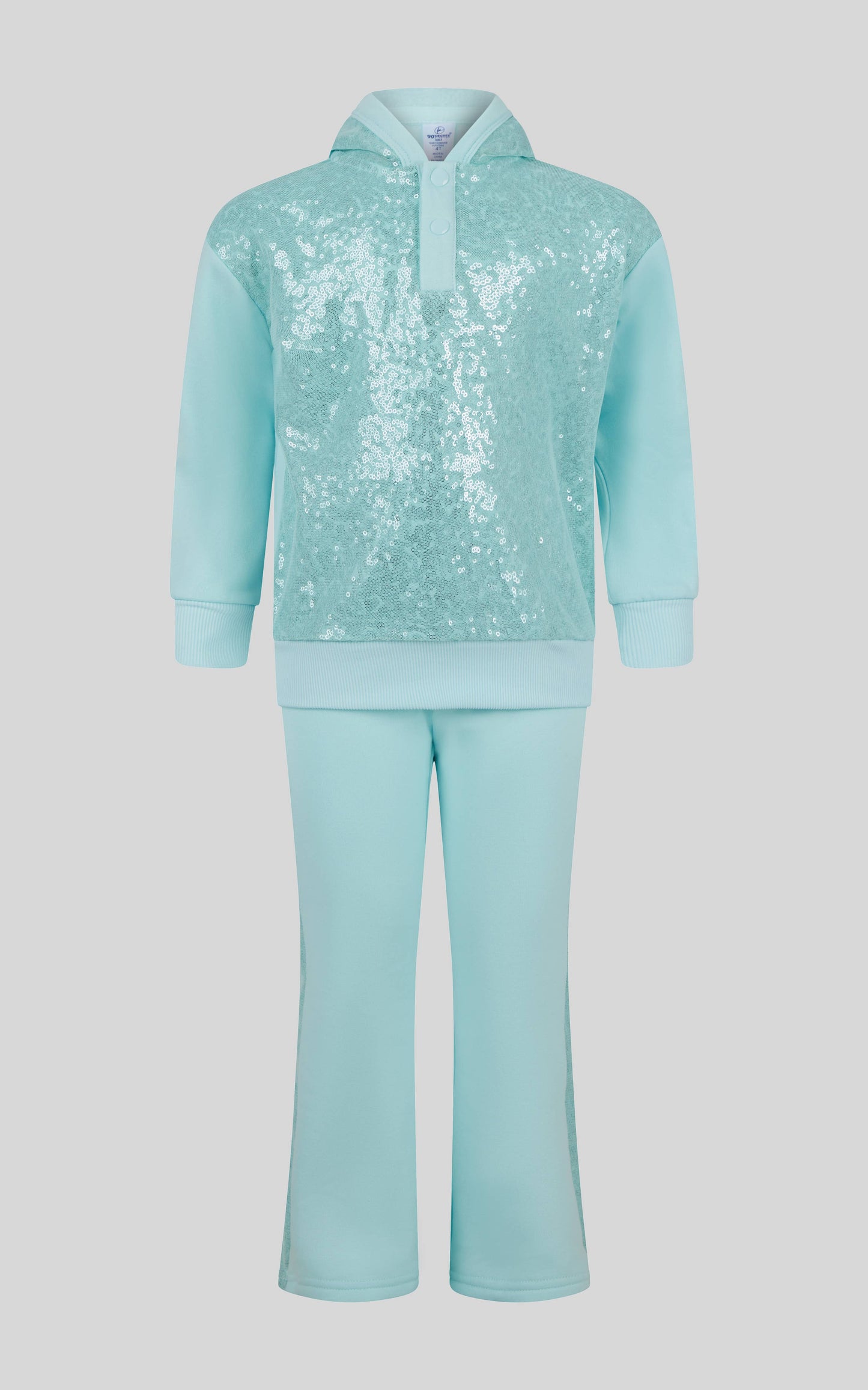Toddler Girls Brushed Terry Hoodie and Flare Pant w Sequin: SPA RETREAT
