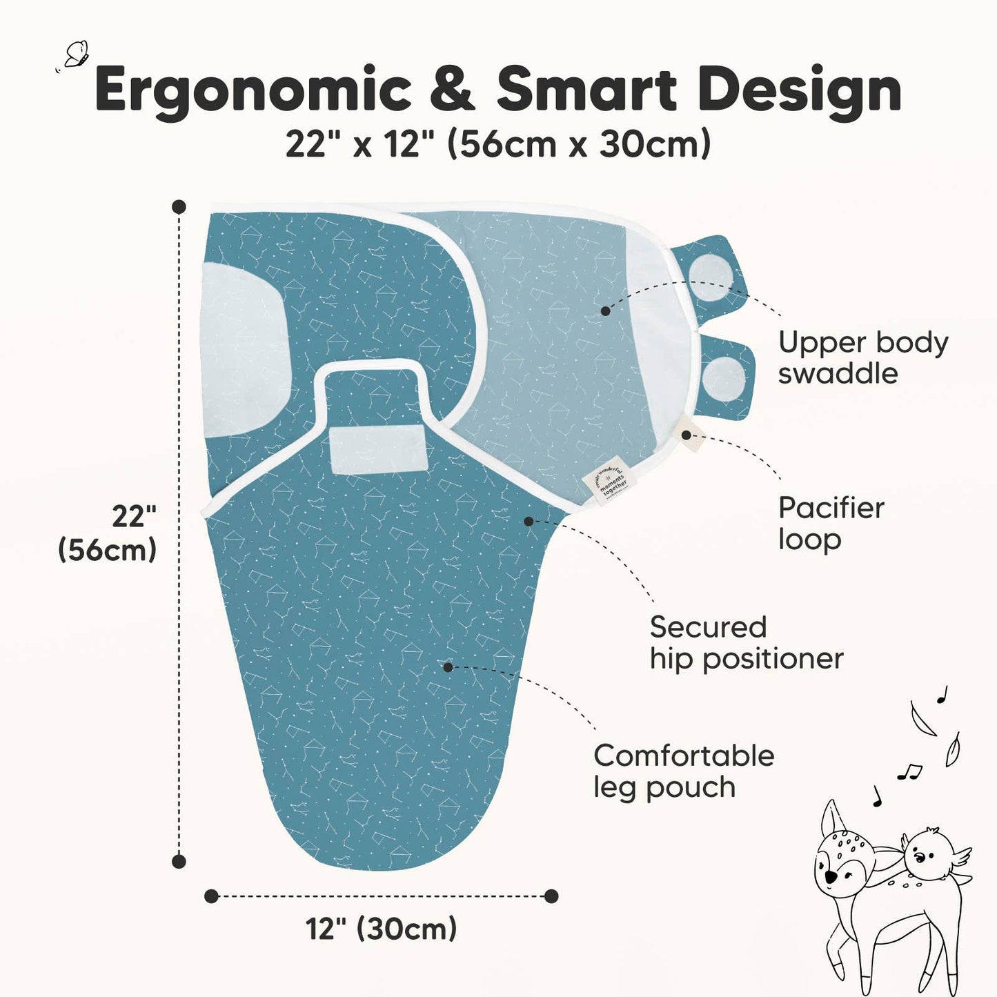3pk Soothe Baby Swaddles 0-3 Months, Sleep Sack for Newborns: Galaxy / OS 0-3M