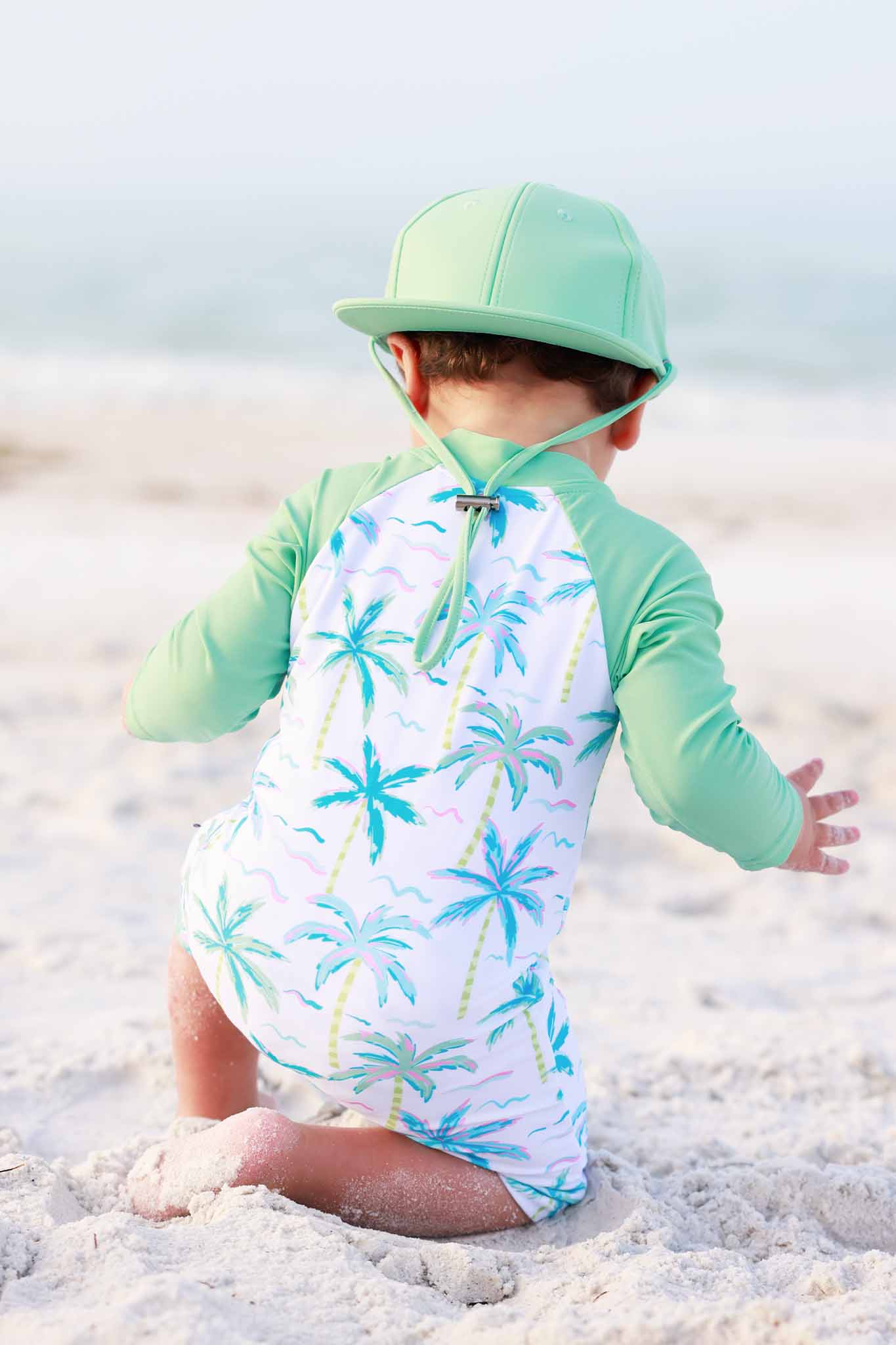 Long Sleeve Rash Guard Swim Romper Shortie | Blue Lagoon