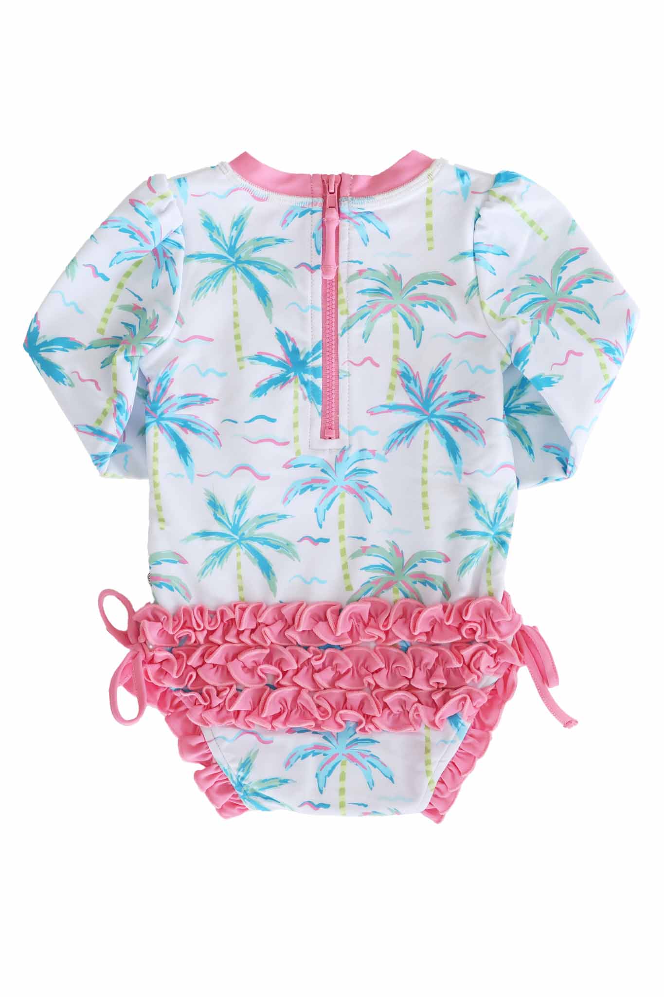 Long Sleeve Rash Guard With Ruffle Bottom | Blue Lagoon