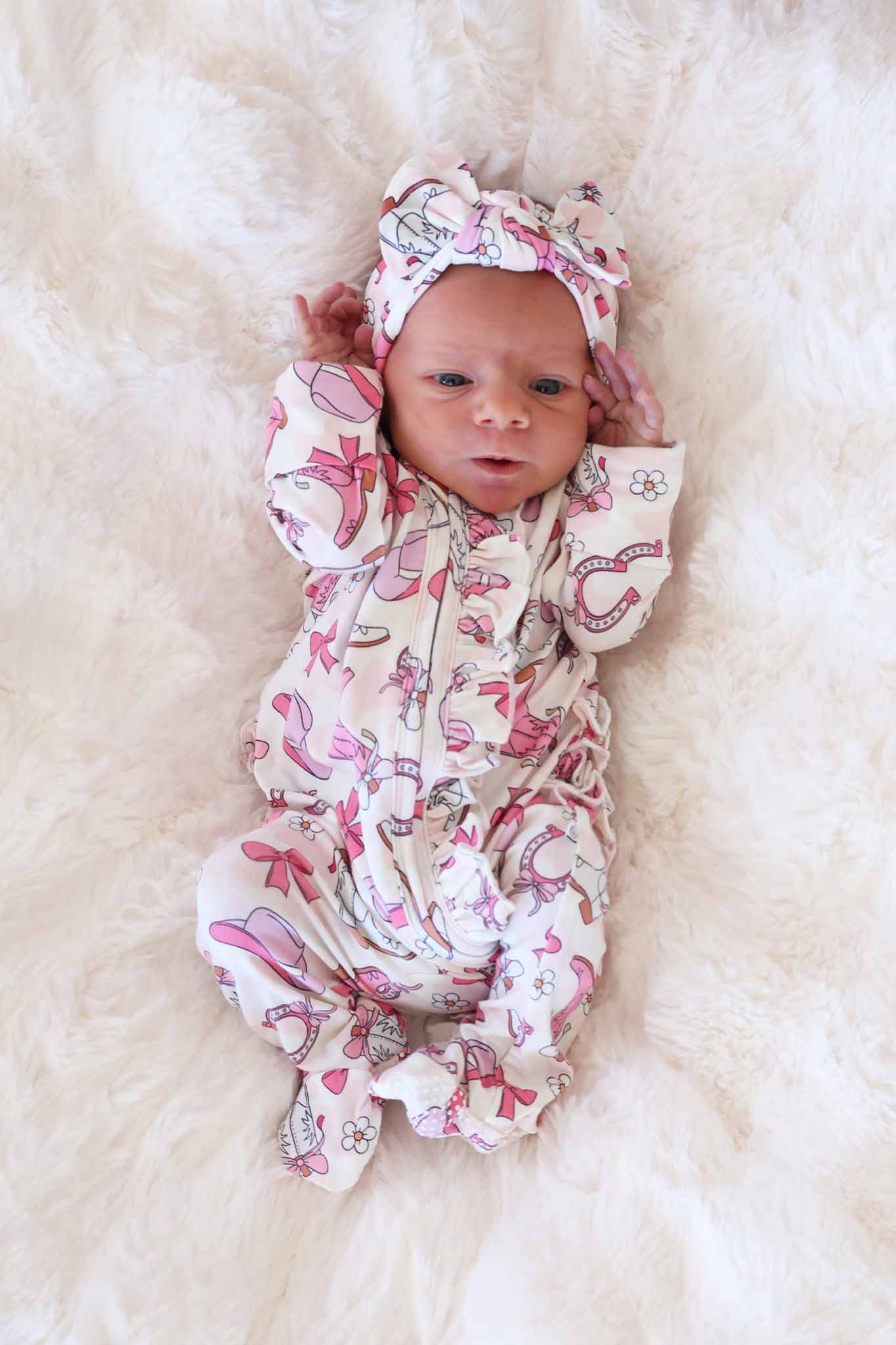 Rodeo Dreams Ruffle Zipper Footie