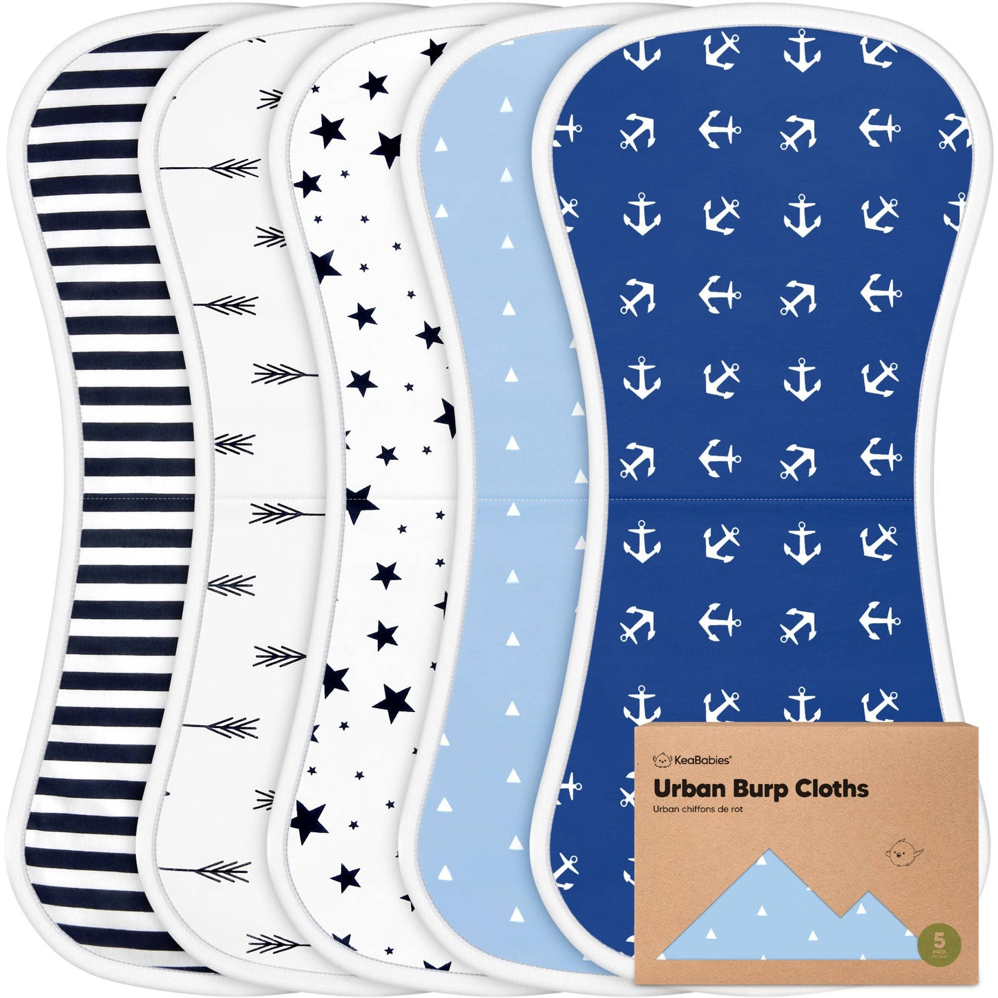 KeaBabies 5-Pack Urban Burp Cloths: Adventurer