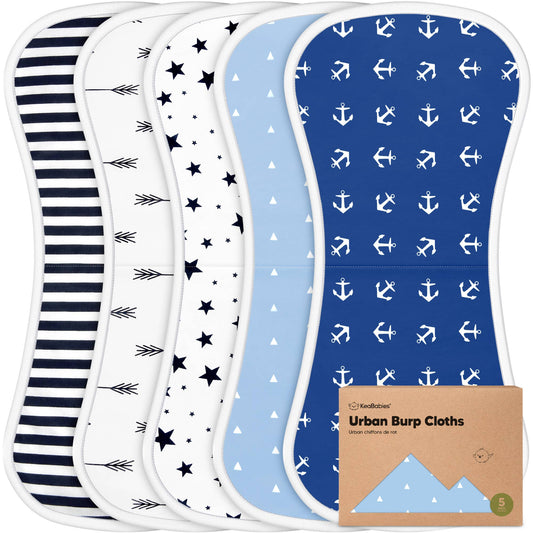 KeaBabies 5-Pack Urban Burp Cloths: Adventurer