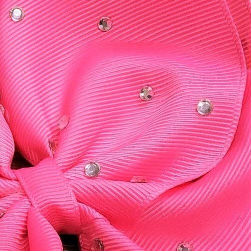 Clear Rhinestones Texas Size Hair Bow: Light Pink