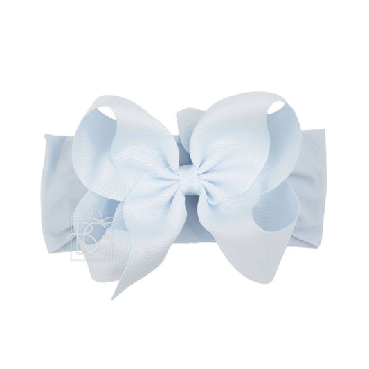 WIDE PANTYHOSE HEADBAND W/CLASSIC GROSGRAIN BOW: MILLENNIUM BLUE / 3+ Months / 5.5" Huge