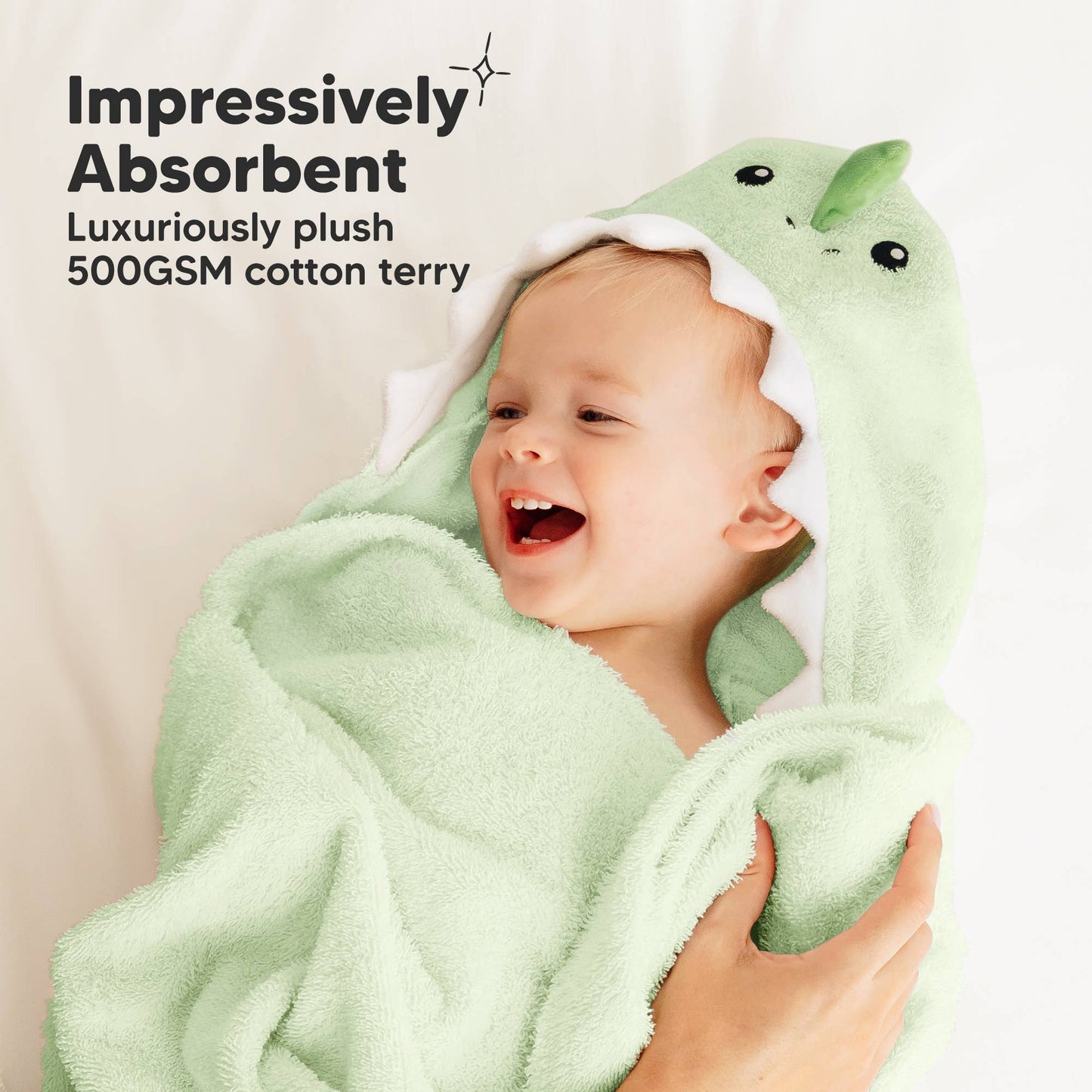 Playpals Hooded Baby Bath Towels for Newborn: Draco