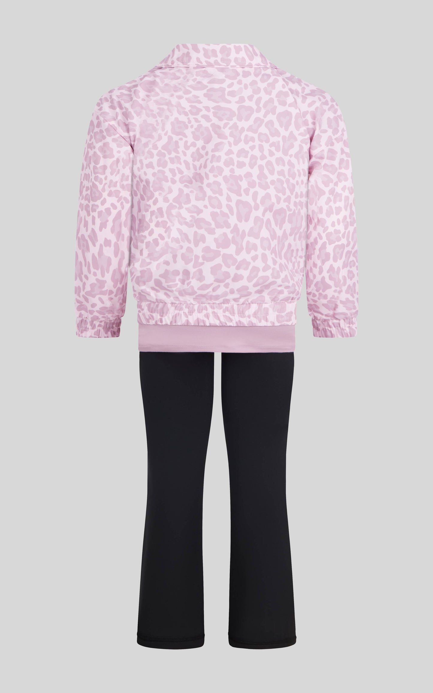 Toddler Girls Half Zip Windbreaker, Tee, Flare - 3 PC SET: CUTESY LEOPARD BLOSSOM/PINK PLUM/BLACK