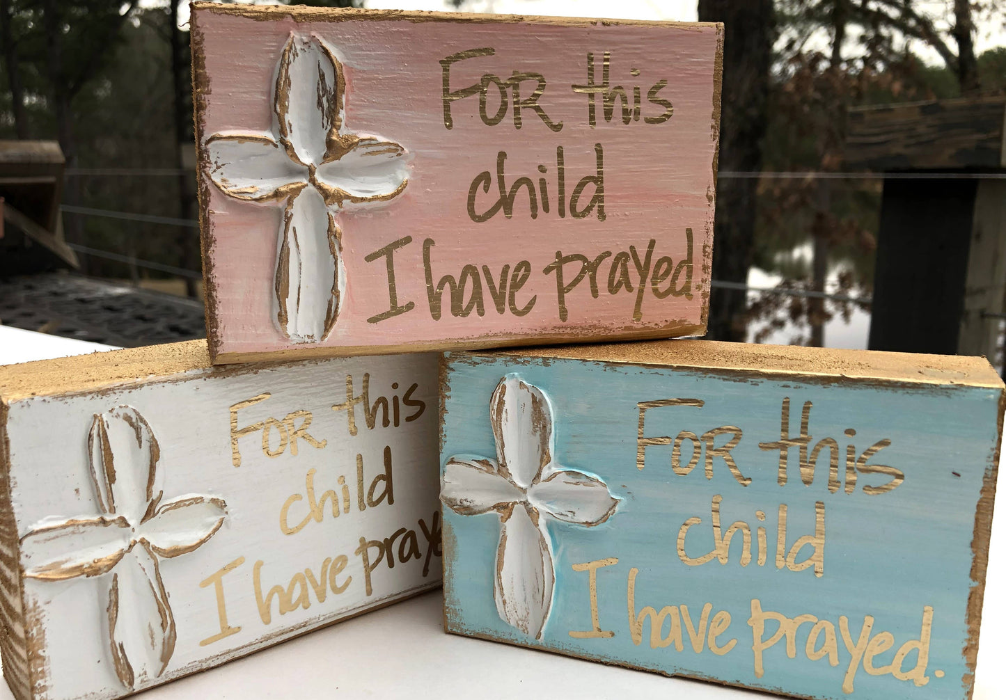 "For This Child" hand painted Nursery Baby Newborn Expecting: White
