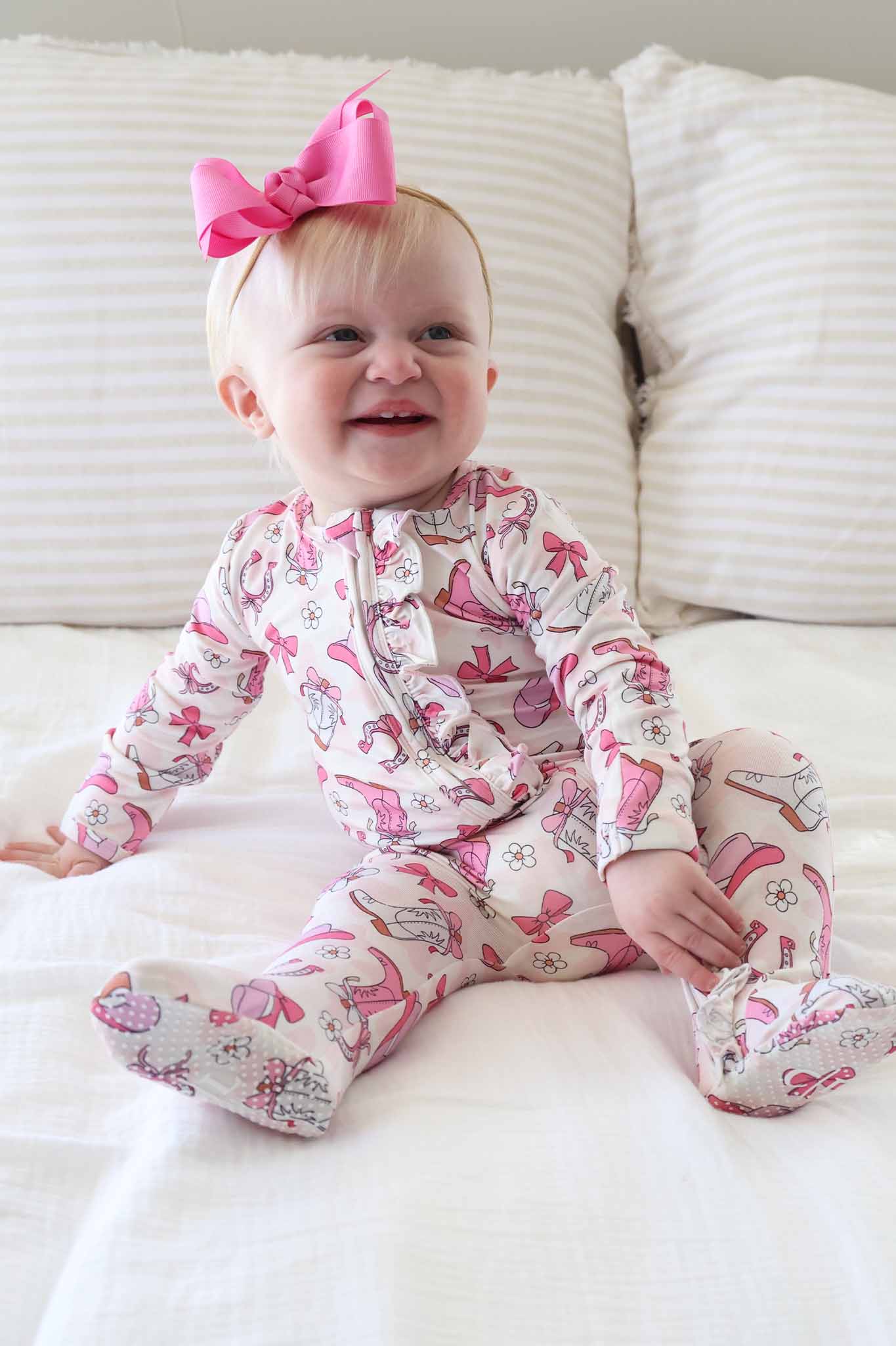 Rodeo Dreams Ruffle Zipper Footie