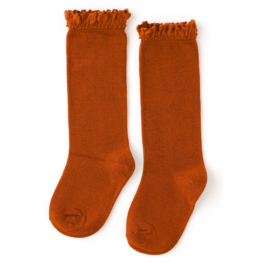 Pumpkin Spice Lace Top Knee High Socks