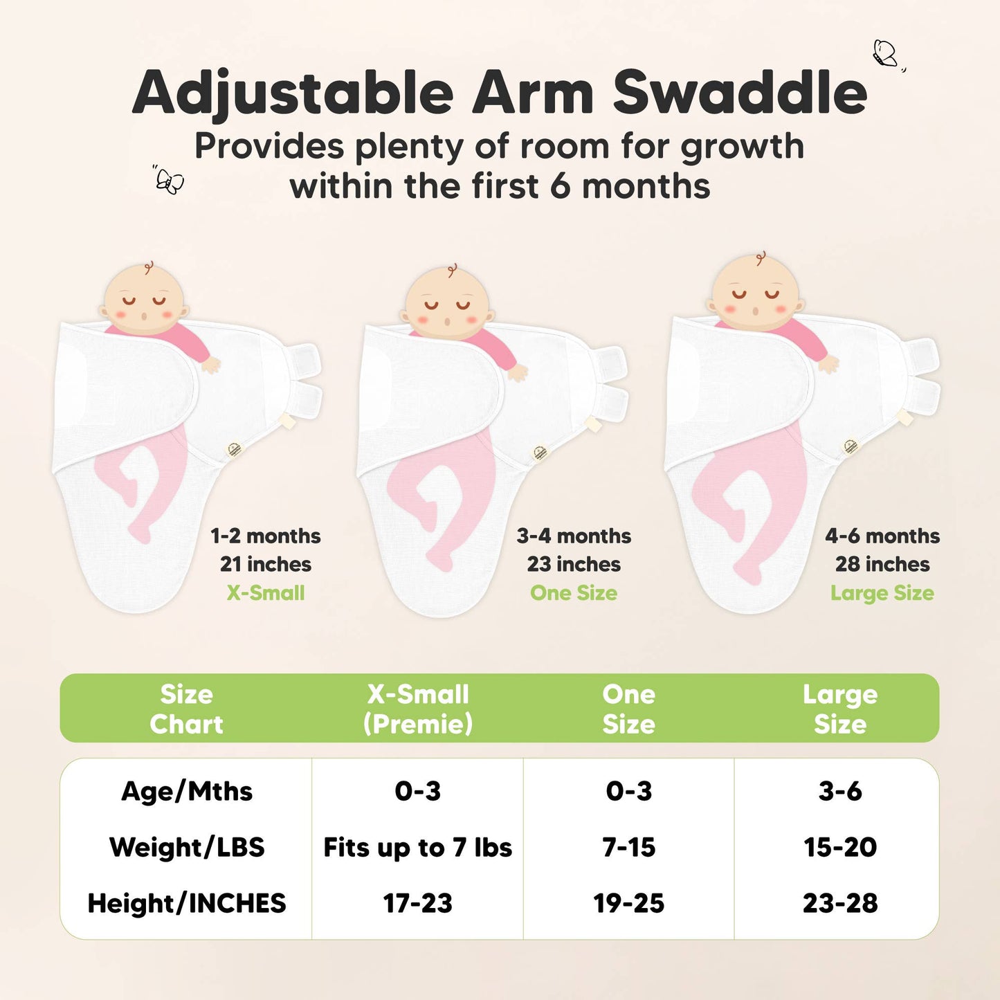 3pk Soothe Wren Swaddle Sleep Sacks for Newborns: Ripple / OS 0-3M