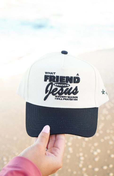 Friend in Jesus - Black Vintage Trucker Hat