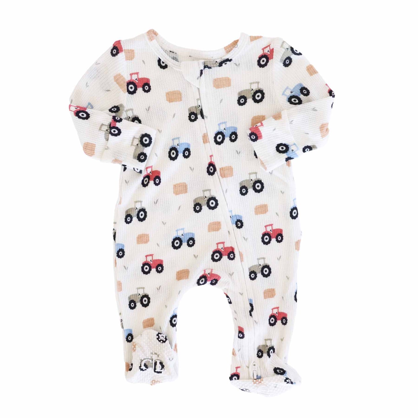 Little Farmer Bamboo Waffle Zipper Footie: Newborn