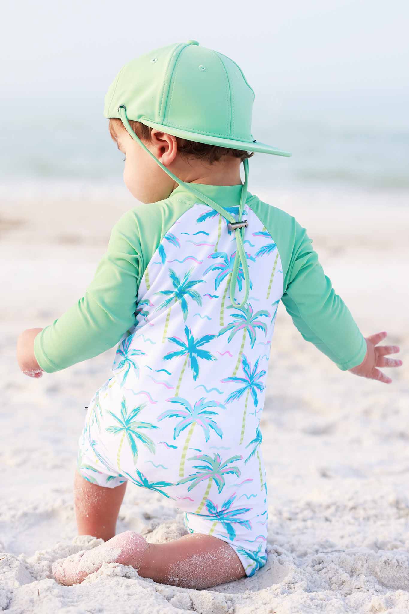 Long Sleeve Rash Guard Swim Romper Shortie | Blue Lagoon