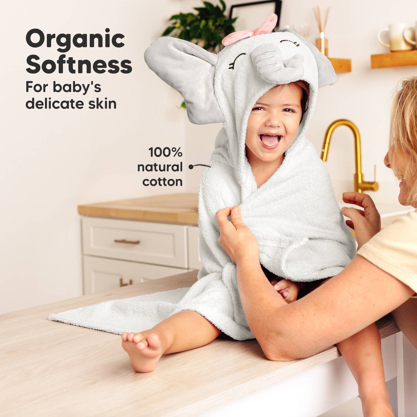 Playpals Hooded Baby Bath Towels for Newborn: Ella