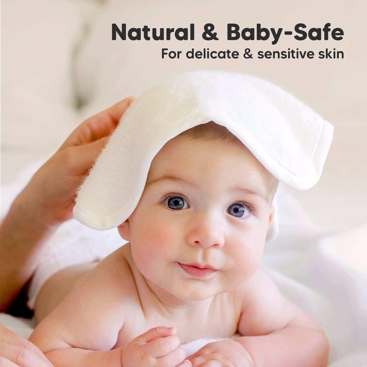 6-Pack Baby Wash Cloths: White/Stone